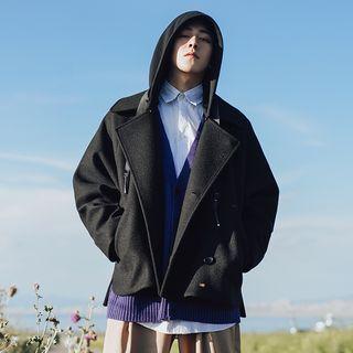 Double-breasted Hooded Wool Jacket