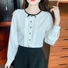 Long-sleeve Bow Button-up Blouse