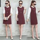 Stand Collar Mock Two Piece Dress