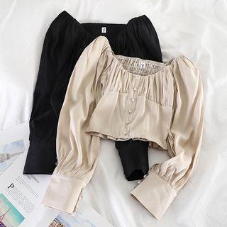 U-neck Long-sleeve Blouse