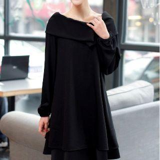 Fold-collar Belted Dress