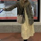 Single-breasted Blazer / Long-sleeve Floral Print Midi A-line Chiffon Dress