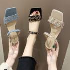 Tweed Strap High-heel Slide Sandals
