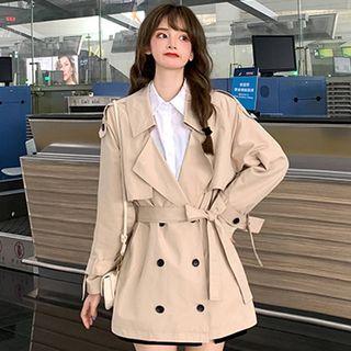 Long-sleeve Double-breasted Short Trench Coat / Long Trench Coat
