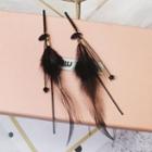 Feather Drop Earring 1 Pair - Black - One Size