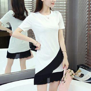Short-sleeve Ruffle T-shirt Tunic