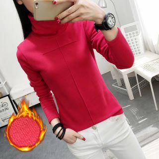 Cowl-neck Fleece-lined T-shirt