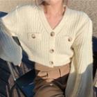 V-neck Knit Cardigan / Turtleneck T-shirt / Mini A-line Pleated Skirt