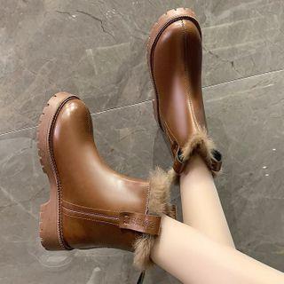 Platform Faux Fur-lined Short Boots