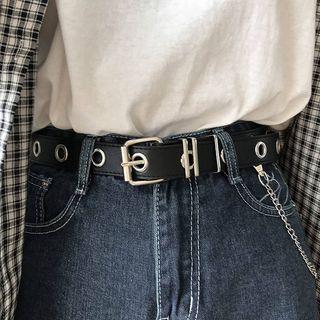 Chain Accent Faux-leather Belt