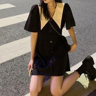 Short-sleeve Collar A-line Mini Dress
