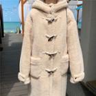 Faux Shearling Hooded Toggle Midi Coat