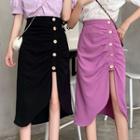 Side-slit Straight-fit Skirt