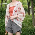 Flower Print Chiffon Jacket / Plain Camisole Top