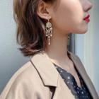 Rhinestone Star & Crescent Drop Earring 1 Pair - Long Earrings - Gold - One Size