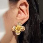 Alloy Flower Earring 1 Pair - S925 Silver Needle - One Size