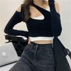 Long-sleeve Mock Two-piece Cropped Top