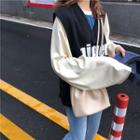 Color-block Lettering Long-sleeve Loose-fit T-shirt