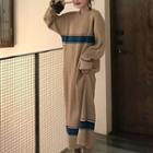 Striped Long-sleeve Maxi Knit Dress