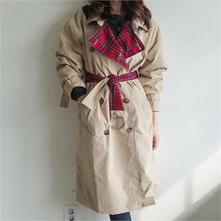 Reversible Check Lining Trench Coat
