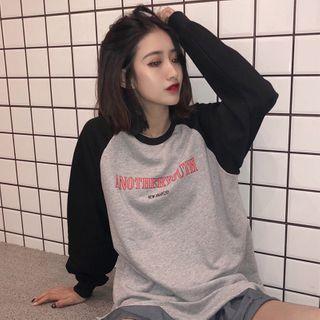 Long-sleeve Raglan Letter Print T-shirt