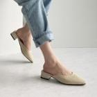 Pointy-toe Rib-knit Mules