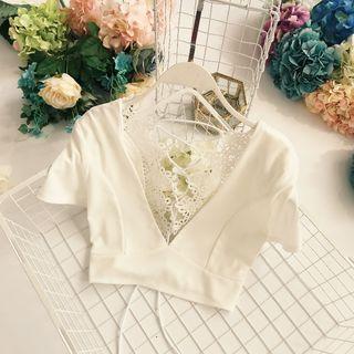 Cross Strap Back Short Sleeve Cropped T-shirt