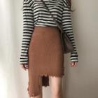 Asymmetric Knitted Pencil Skirt