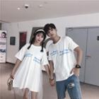 Couple Matching Short-sleeve Lettering T-shirt / Short-sleeve Lettering Mini T-shirt Dress
