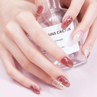 Moon Faux Nail Patch Red - One Size