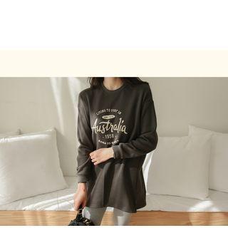 Set Of 2: Letter-printed Fleece-lined Pullover