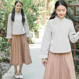 Long-sleeve Hanfu Top / Midi A-line Skirt