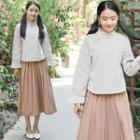 Long-sleeve Hanfu Top / Midi A-line Skirt