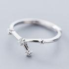 925 Sterling Silver Rhinestone Bamboo Open Ring Ring - One Size