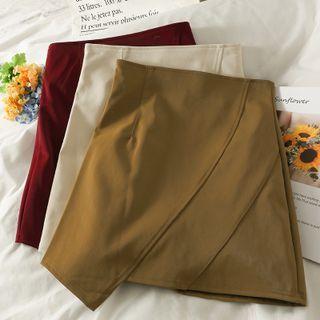 Faux-leather Asymmetrical Mini Skirt