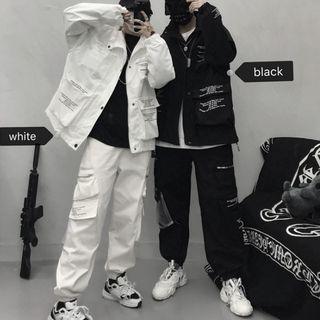 Lettering Zip Jacket / Cargo Jogger Pants