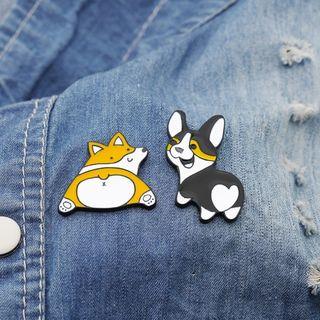 Alloy Dog Brooch Corgi - One Size