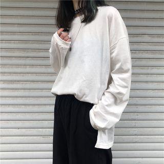 Long-sleeve Split Hem T-shirt