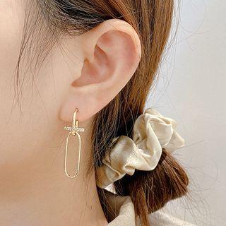 Rhinestone Geometric Hoop Earring E2715 - 1 Pair - Gold - One Size