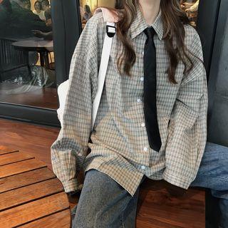 Plaid Shirt With Plain Tie