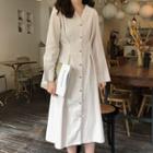 V-neck A-line Midi Shirtdress As Shown In Figure - One Size