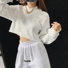 Cropped Loose-fit Hooded T-shirt