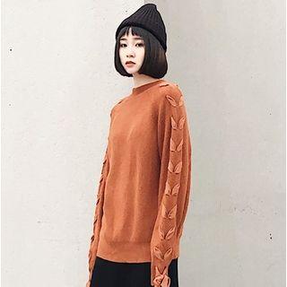 Lace Up-sleeved Knit Sweater