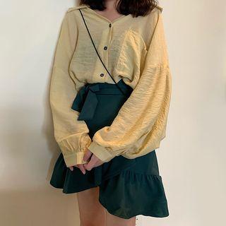 Balloon Sleeve Blouse / A-line Skirt