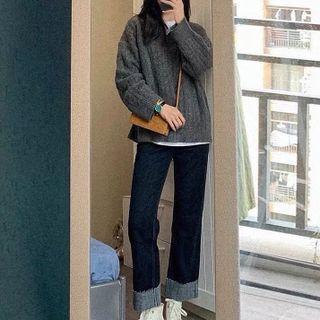 Long-sleeve Top / Sweater / Straight Leg Jeans / Set