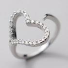 Heart Rhinestone Sterling Silver Open Ring S925 Silver - Silver - One Size