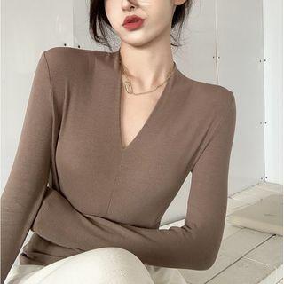V-neck Skinny Crop T-shirt In 5 Colors