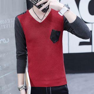 Panel V-neck T-shirt