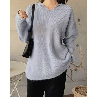 Loose-fit Furry Knit Hoodie