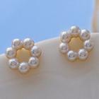 Faux Pearl Hoop Earring 1 Pair - B-44 - White - One Size